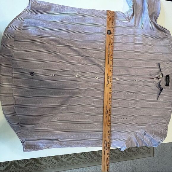 BUGATCHI MEN SHAPED FIT DRESS SHIRT SIZE XL purple and white - Picture 11 of 13
